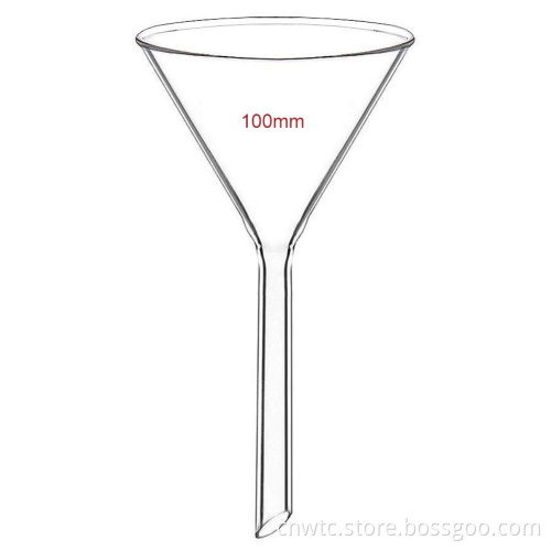 High Borosilicate Glass Funnel Sizes: 60mm, 75mm, 90mm, 120mm, 150mm